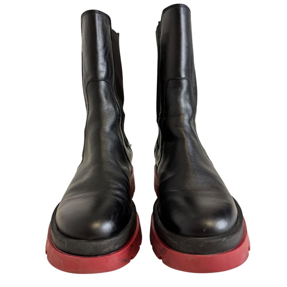 Dusano Chelsea Boots Black Leather Red Lug Sole EU 38 Luxury Designer